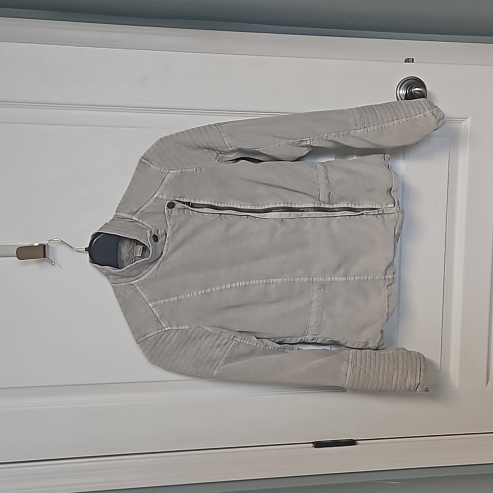 Lucky Brand Jacket Moto Asymmetrical Jacket Gray Zip Up Light Women's Small